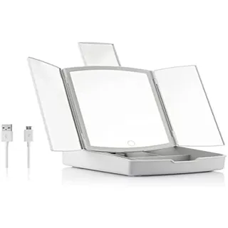 InnovaGoods - Klappbarer Spiegel mit LED und 3-in-1-Make-up-Organizer Panomir