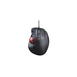 ELECOM EX-G Trackball-Maus, kabelgebunden, Daumensteuerung, ergonomisches Design, 5-Tasten-Funktion mit reibungslosem Tracking, ergonomisches Design, optischer Gaming-Sensor, glatter roter Ball,