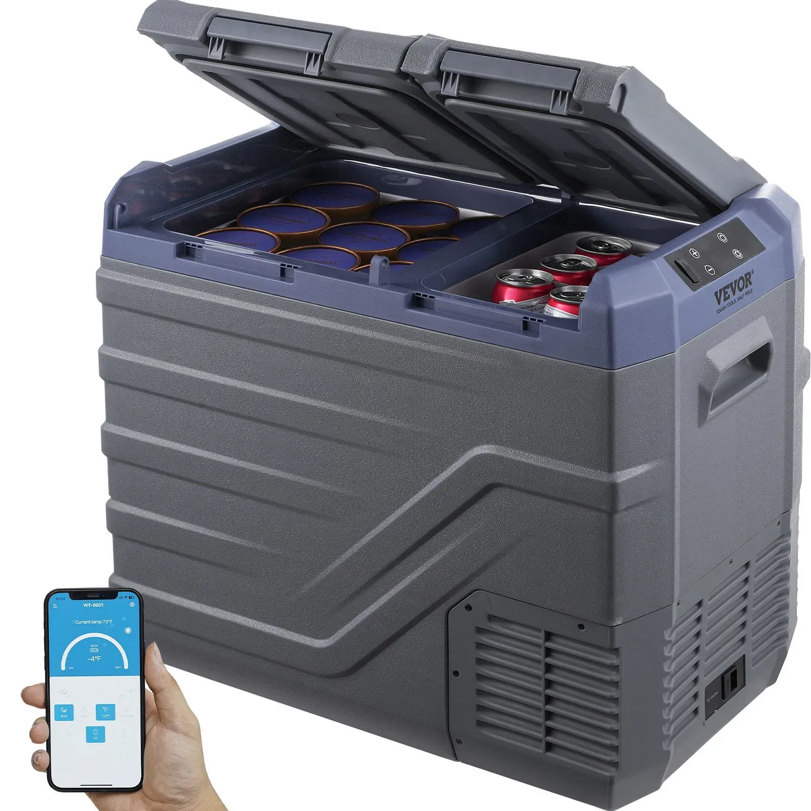 VEVOR Autokühlschrank, 39 L Dual Zone tragbarer Gefrierschrank, 12 Volt Autokühlschrank, - 20 bis 20 °C einstellbarer Bereich, 12/24 V DC und 100-240 V AC Kompressorkühler für Camping, Wohnmobil