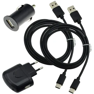 4 in 1 Zubehör Set kompatibel mit Motorola Edge 50 Fusion 5G / Edge 50 Pro 5G 2X USB Typ C Datenkabel / 1x Netzadapter Ladegerät / 1x KFZ Adapter (Suncase-Store) USB C Netzteil Ladekabel