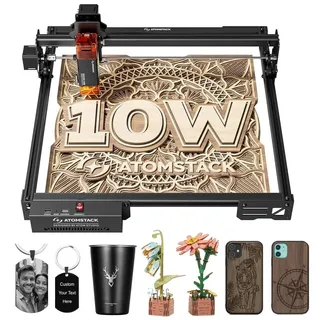 ATOMSTACK A10 PRO V2 Maschine 10-12W, 0,06 mm hochpräzise Cutter für Holz und Metall, dunkles Acryl, Glas, Leder(Schwarz)