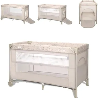Lorelli Reisebett Carina 2 Ebenen Matratze Tragetasche faltbar Räder mit Bremse beige