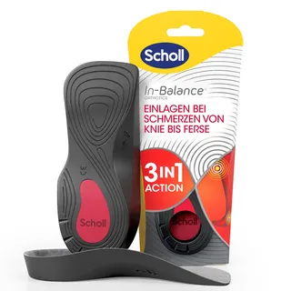 SCHOLL In-Balance 3/4 bei Schmerzen von Knie bis Ferse, Einlagen Sohlen 1 Paar - tiefe Fersenschale und Fußgewölbestütze - Größe 37-39.5