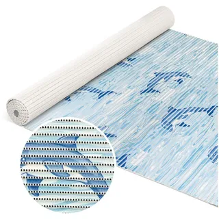 ANRO Schaum-Badematte Antirutschmatte Weichschaummatte Badezimmer Entspannung, Höhe 5 mm, strapazierfähig, Drainage Effekt, Rillen, wasserdurchlässig, rutschhemmend, pflegeleicht, Weich, Rutschfest, Rutschhemmend, Schnelltrockend, mit Drainagelöchern, Modern, Praktisch, Kunststoff, Eckig, Geprägt blau Eckig | 80 cm x 220 cm x 5 mm
