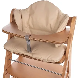 aMami Zweiteiliges Sitzkissen für Hochstuhl Hauck – Handgefertigt – Wasserdichtes Oxford-Gewebe – Antiallergisch – Bequemes Polster mit Klettverschluss - Beige