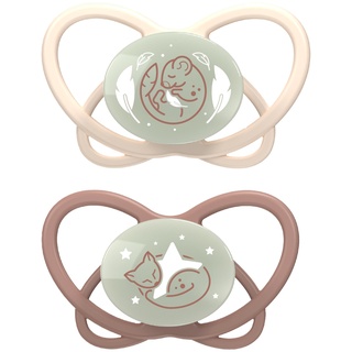 NIP Butterfly: Haut- & zahnfreundlicher Leuchtschnuller, flacher Sauger, weich & flexibel, Scheibe extra leicht & luftdurchlässig, BPA-frei, nachhaltig, mit Box, 16-32 Monate, Beige/Taupe