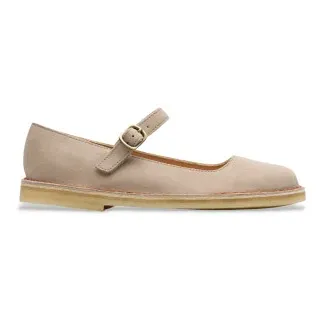 CLARKS für Damen. 26180449 Desert Jane Beige Lederslipper (36), Wohnung, Wildleder, Schnalle, Lässig