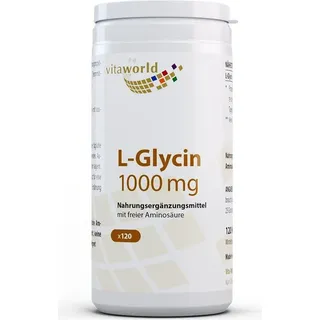 VITA-WORLD L-Glycin 1000 mg (120 Kapseln) - 4-Monatsvorrat - optimal dosiert - von Natur aus süß - ohne unerwünschte Zusätze, laborgeprüft, glutenfrei & laktosefrei - vitaworld