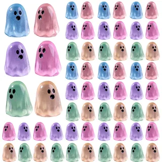 Glühen im dunklen Harz Mini -Geister -Figur 100pcs Luminous Mini Harz Geister Halloween Figuren süße winzige Figuren, um Monsterdekor für Halloween -Außenlandschaft, zufällige Farbe zu verbergen