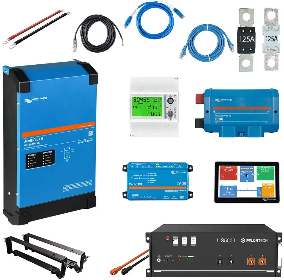 HUSATECH PowerSet 1 Phasig mit Victron MultiPlus II 48/3000/35-32 und 4,8 kWh Pylontech US5000 Speicher