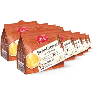 Melitta BellaCrema La Crema gemahlener Röstkaffee in Kaffee-Pads 10 x 16 Pads, Kaffeepads für Pad-Maschine, mittlere Röstung, geröstet in Deutschland, Stärke 3, im Tray
