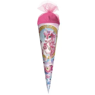 ROTH Schultüte klein Einhorn Beauty 50 cm - rund,Tüllverschluss - Zuckertüte Einhorn Beauty Schulanfang