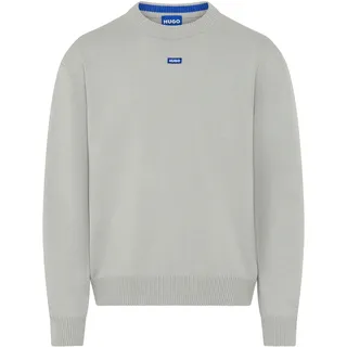 Rundhalspullover HUGO BLUE "San Casey", Herren, Gr. M, open grau091, Strick, Obermaterial: 50% Baumwolle, 50% Polyacryl, unifarben, relaxed fit normal, Rundhals, Bündchen, Pullover, relaxed fit