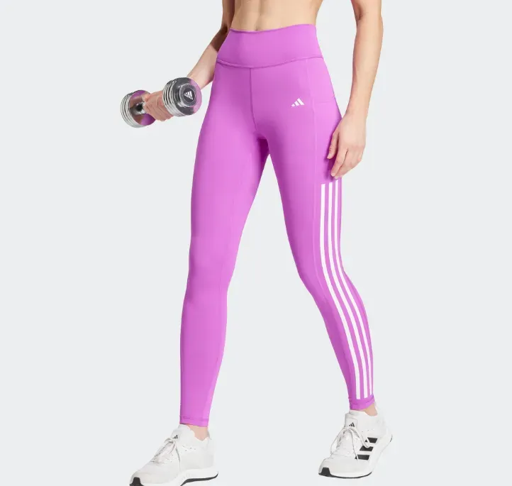 Damen Adidas AG Adidas Damen Leggins OPT 3S 1/1 L PURBUR - Schwarz/Weiß - S