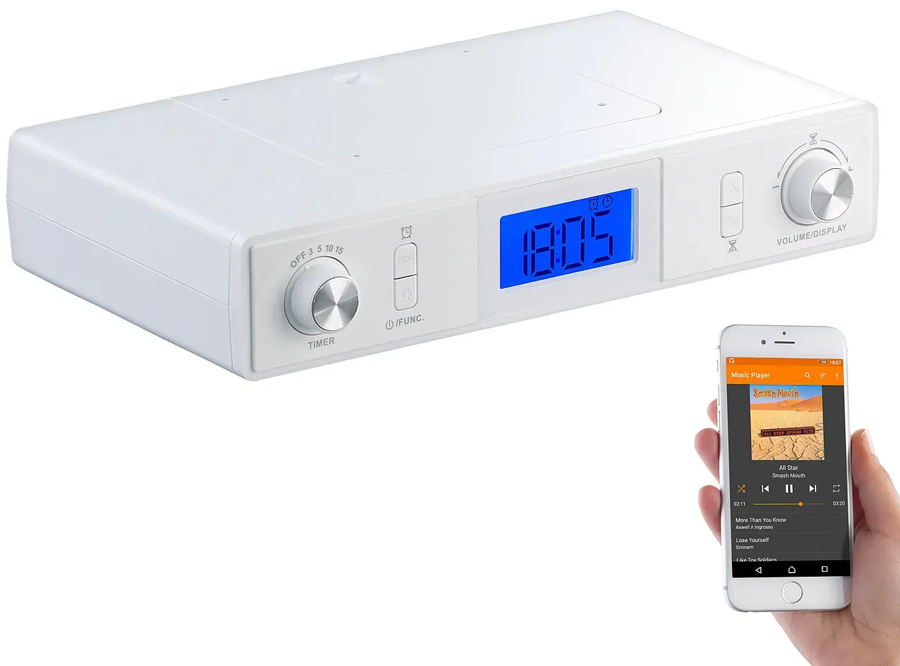 Stereo-FM-Küchen-Unterbauradio mit Bluetooth, Timer, Wecker, LCD, PLL