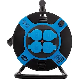 Kabeltrommel Kunststoff, H05VV-F3G, schwarz-blau IP44 - 50 m