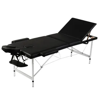 vidaXL Massagetisch mit Aluminiumrahmen, faltbar 3 Zonen Schwarz 3x klappbar, höhenverstellbar, mobil, Aluminium