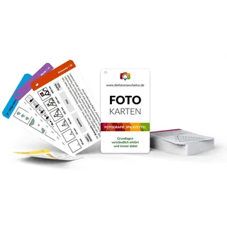 Fotokarten Grundlagen Fotografie Spickzettel | Fotografieren Lernen für Anfänger | CheatCards & Checkkarten für Fototasche | Für Digitalkamera, Systemkamera, Spiegelreflexkamera & Bridge-Kamera