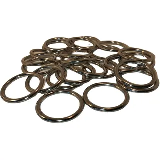 NRV-Outdoorbedarf Gardinenringe für Gardinenstangen Ø 20 mm, inklusive Faltenlegehaken, 20 Stück, Breite 3 mm, Metall, Chrom-Glanz