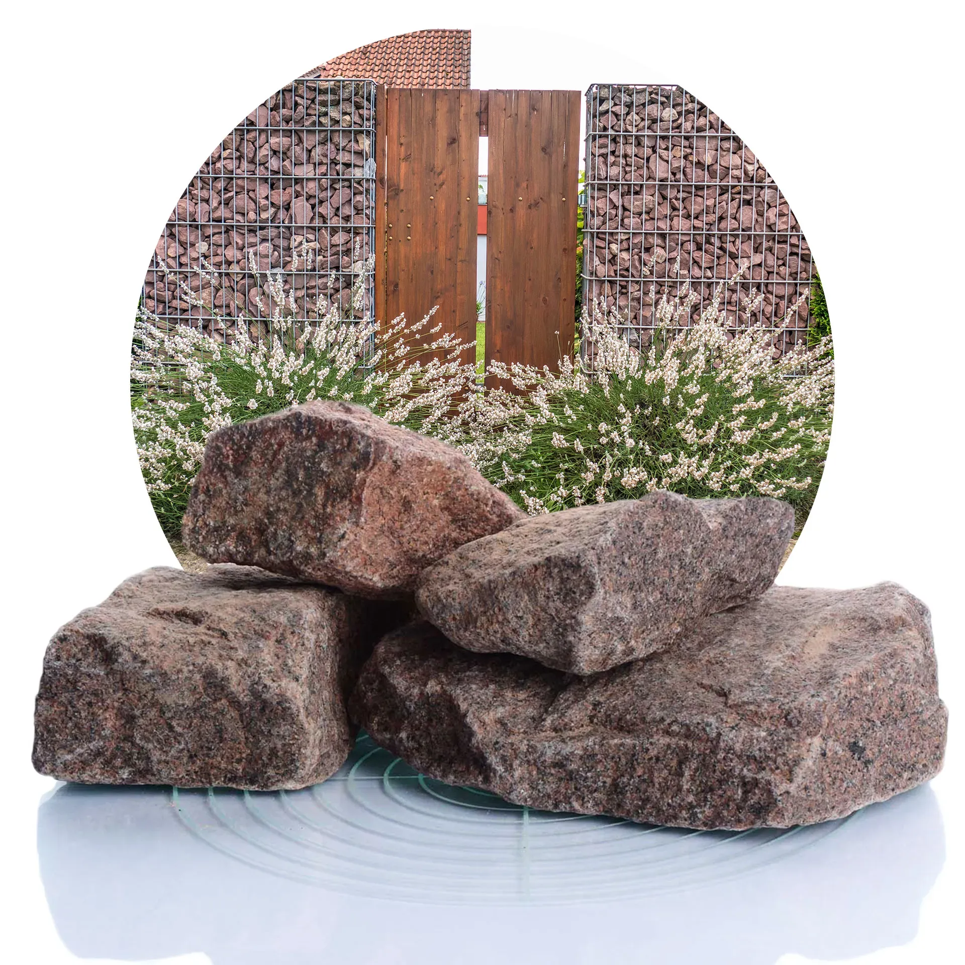 Granit Gabionensteine rot 60-180 mm - 25 kg Sack
