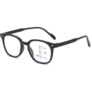 Lanomi Gleitsichtbrille Damen Herren Progressive Multifokus Lesebrille Blaulichtfilter Gleitsicht Lesehilfe Sehhilfe mit Federscharniere Mattschwarz Gleitsichtbrillen 1.5 - M