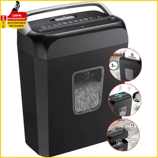 Schredder Aktenvernichter 6 Blatt Kreuzschnitt Papierschredder P-4 Reisswolf