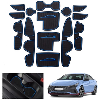 GAFAT 2017-2023 2024 Hyunda-i i30/ i30 N/N Line Antirutschmatten, Gummimatten, Mittelkonsole Getränkehalter Matten, Türnaht Matten, Kompatibel mit Hyundai i30 (Blau)