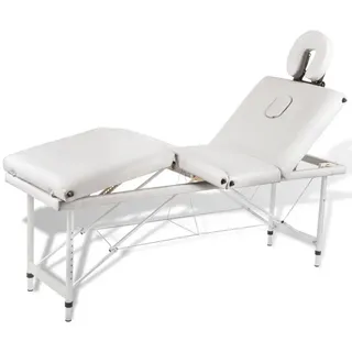 vidaXL Massagetisch mit Aluminiumrahmen, faltbar 4 Zonen Creme-Weiß