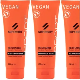 3x250ml SUPERDRY Sport Funky Red RE : charge 2in1 Duschgel & Shampoo