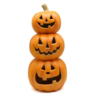 Horror-Shop.com Großer Halloween Kürbis Turm mit LED Licht 50cm