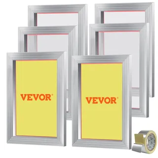 Vevor 6 Stk. Aluminiumlegierung Siebrahmen Siebdruckpresse 25,4 x 35,6 cm, Siebdruckmaschine Zubehör 110 Mesh, Säureresistenz & nicht Verformbar für Kissenbezügen, Stoffen, Papier, Kopierpapier usw.