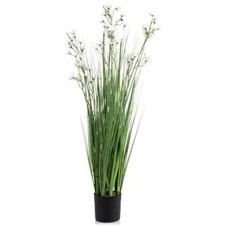 LUMIDA Flora künstl. Dekogras mit Deko-Blüten outdoorgeeignet Timer, Höhe 100cm