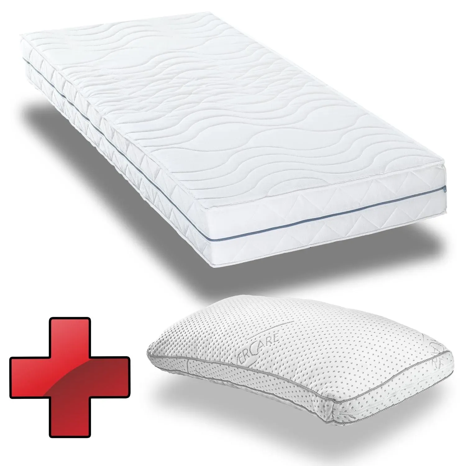 Ergonomische Kaltschaummatratze Supportho Premium 80 x 200 cm, Höhe 18 cm, Härtegrad H2/H3 + Supportho Viskoelastik Komfort-Schlaf-Kissen 40 x 80 cm