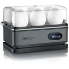 Arendo Eierkocher 6-fach, 400 W, Edelstahl, Warmhaltefunktion, Härtegrad einstellbar, für 6 Eier, grau