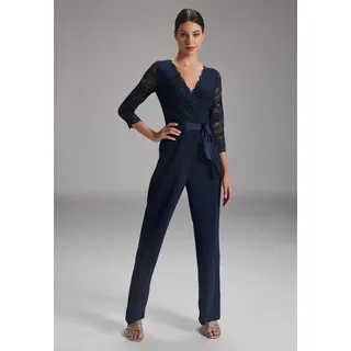 Swing Jumpsuit mit Spitzenbesatz, Marine, 44