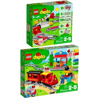 Lego Duplo 2er Set 10882 10874 Eisenbahn Schienen + Dampfeisenbahn