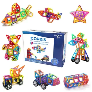 CONDIS Magnetische Bausteine 78 Teile, Magnetspielzeug Magneten Fuer Kinder Magnetbausteine Set Spielzeug Magnetspiele für Geschenk ab 3 4 5 6 7 8 Jahre Junge Mädchen Bauklötze Bausatz