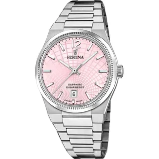 Festina Swiss Made Armbanduhr Edelstahl 316L Silber - Quarzwerk - Kratzfestes Saphirglas - Wasserdicht 10 ATM - Datum F20052/3 Rive Collection