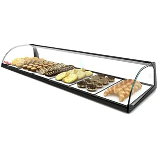 MBH - MAQUINARIA BAR HOSTELERIA MBH - Neutrale gebogene Vitrine 120 cm, 1 Ebenen, für Gastronomie. Neutrales Glasdisplay für Bars und Restaurants.