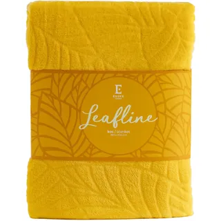 ESSEX - Kuscheldecke Leafline, 150 x 200 cm, Decke, 100% Polyester, Sofadecke, Blätter - Gelb