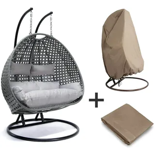 Home Deluxe Hängesessel Twin grau inkl. Regenabdeckung