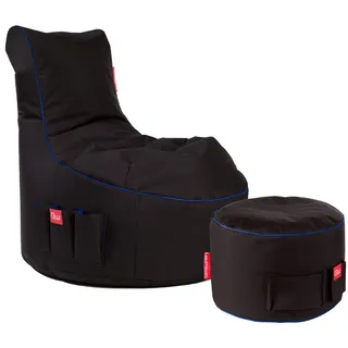 GAMEWAREZ Gaming Sitzsack Bundle Classic - Fabric Arctic Blizzard (Schwarz/Blau)