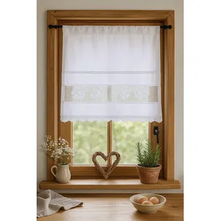 HOSSNER - ART OF HOME DECO Scheibengardine 40x50 cm (1 St), blickdicht, Baumwolle, Häkelspitze Handarbeit Landhaus Stil weiß