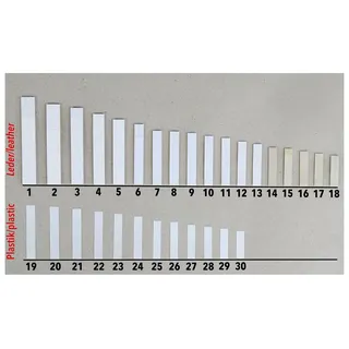 leuchtklang Akkordeon Stimmplatten Ventile Reed Valves Leder Kunststoff Italien (Leder, Nr.11-34,0x6,0mm (15x))