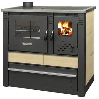 ProTermo Pro Termo doo Küchenherd Holzofen PANONIA mit Kacheln creme 10,5 kW Dauerbrandherd linke Version