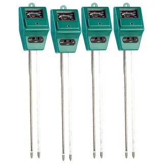 Royal Gardineer Feuchtigkeitsmesser Erde: 4er-Set 3in1 Kombi-Bodenmessgerät für Pflanzenerde (Feuchtigkeitsmessgerät Erde, Bodenmessgerät für Pflanzen, Bodenfeuchtigkeit)