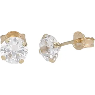 FIRETTI Paar Ohrstecker FIRETTI "Schmuck Geschenk Gold 375 Ohrschmuck Ohrringe Solitär Krappenfassung" Gr. 3, gold (gelbgoldfarben, kristallweiß, kristallweiß), Ohrringe, Damen, 3, Gelbgold 375, mit Zirkonia (synth.)