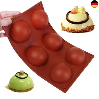 WADY 6 Halbkugeln, groß, Silikonform, flach, rutschfest, langlebig, für Kuchen und Kochen