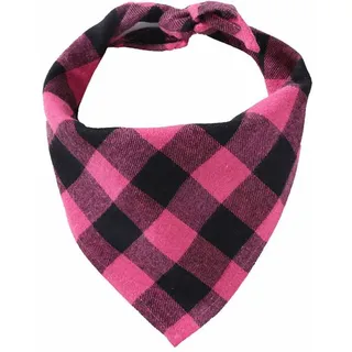 SHTGOI 2 Stück Hundehalstuch Klassisches Kariertes Halstuch Baumwolle Bandanas Einstellbares Hund Dreieckstuch Hunde-Taschentücher Schal für Kleine Mittelgroße Hunde Katzen Haustiere Rose L
