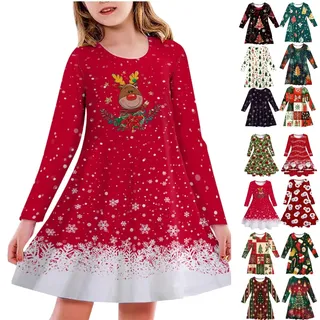 weihnachtskleid mädchen,weihnachtskleid,Kleider für mädchen,weihnachtskostüm Kinder,Weihnachten,weihnachtsoutfit,weihnachtskleider,weihnachtsmann,weihnachtskostüm,Langarm,weihnachtsanzug,Braun,120